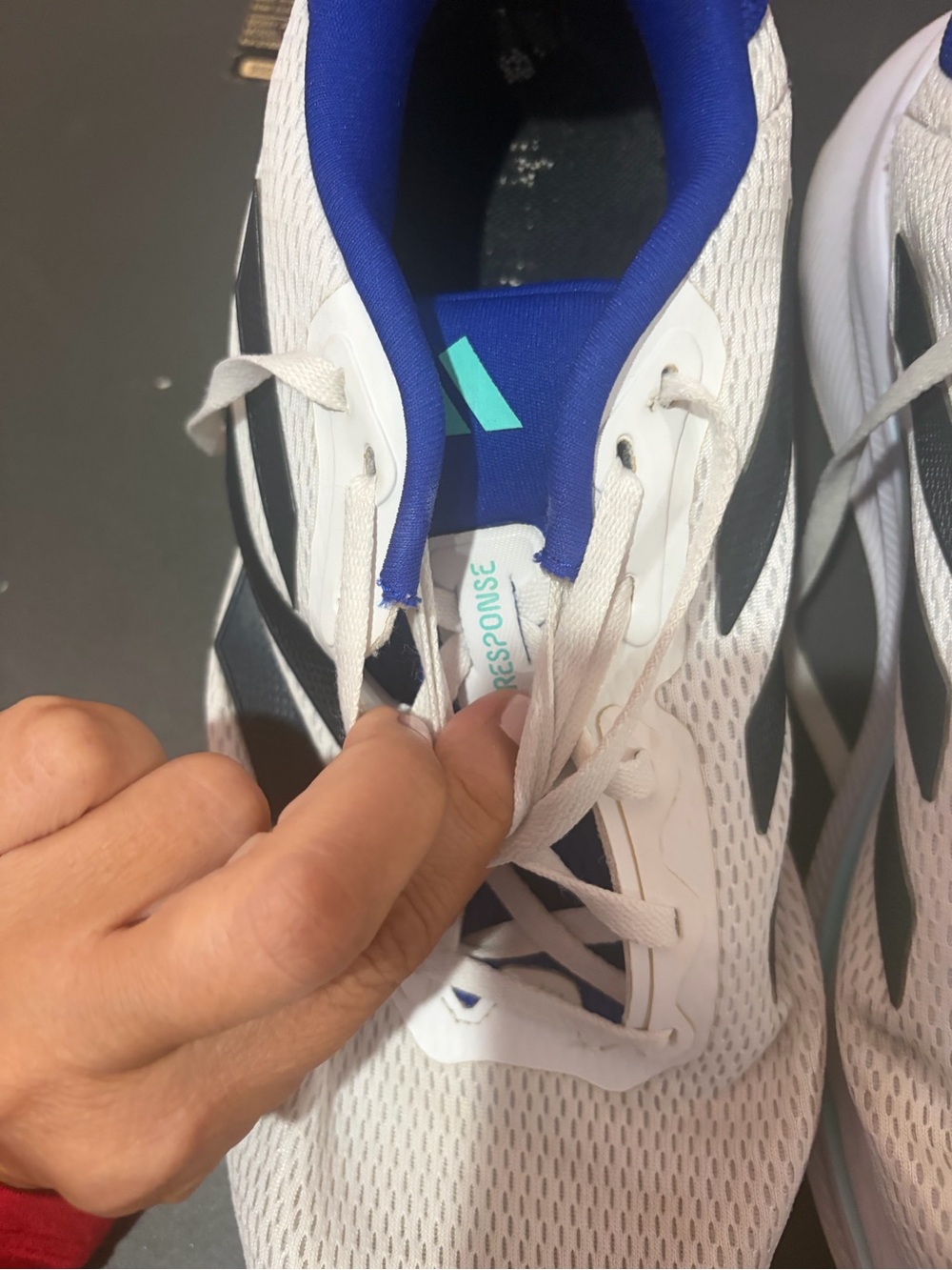 adidas Men's White and Blue Athletic Sneakers - Picture 3 of 5